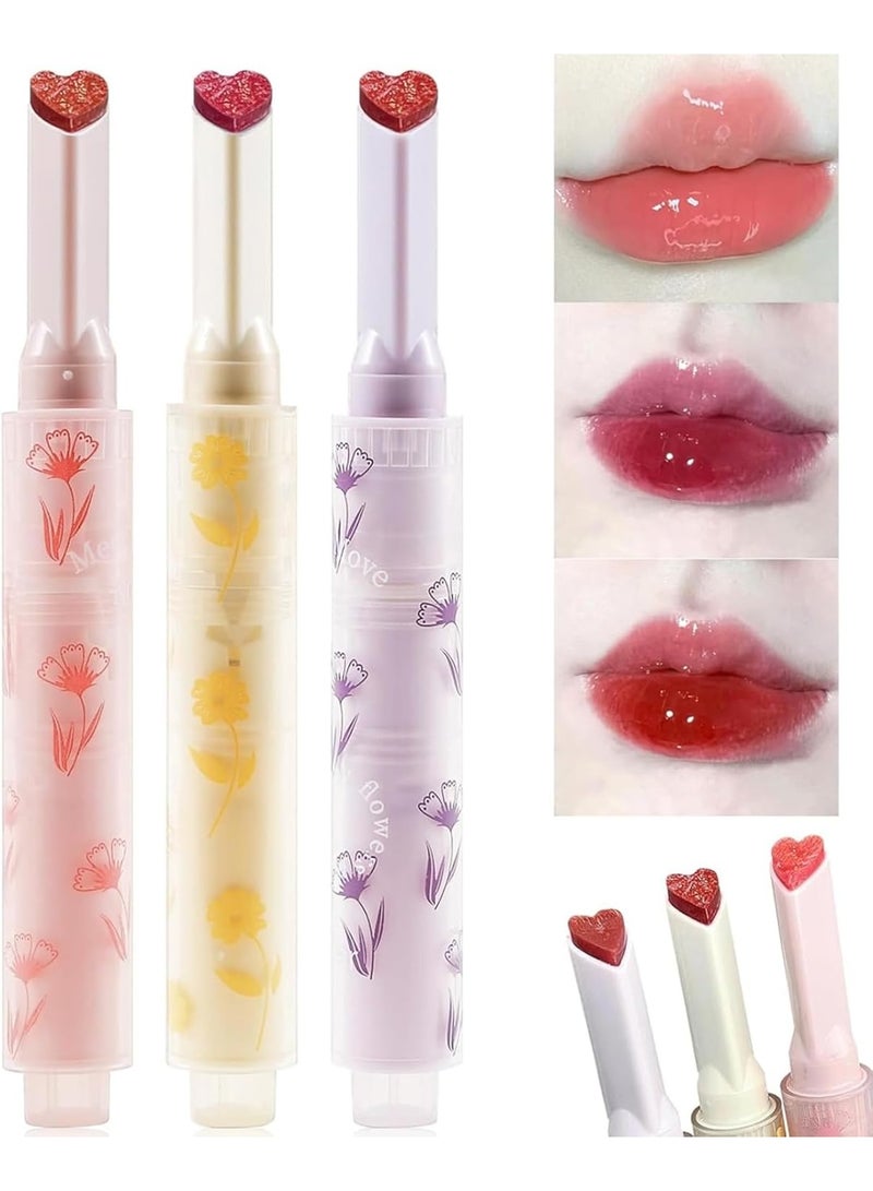 ChicAbode Jelly Lipstick, Tinted Lip Gloss Heart Shape Lip Stain, Mirror Moisturizing Lip Glaze, Long Lasting Nourishing Lip Glow Balm, Non-sticky, Vivid Color Glossy Lip Gloss Lip Makeup, 04#05#06 - Image 1